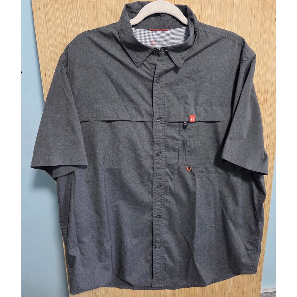 The American Outdoorsman Mens XL Gray Vented Fishing Hiking Performance Shirt